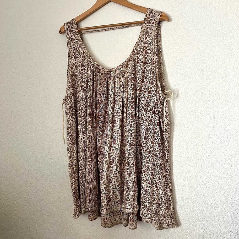 Free People Beige Patterned Tunic Top